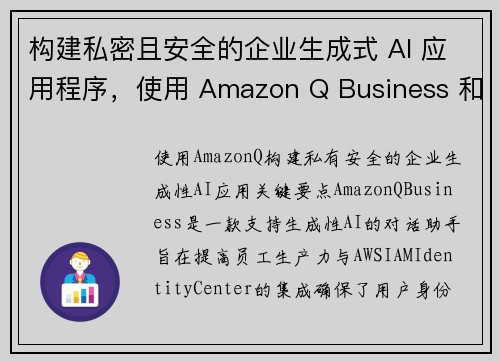 构建私密且安全的企业生成式 AI 应用程序，使用 Amazon Q Business 和 AWS I